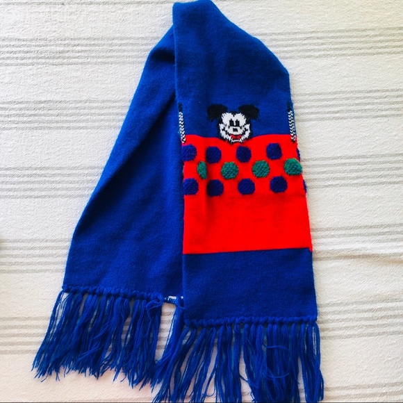 Vintage Mickey Mouse Blue & Red Disney Scarf - Picture 3 of 6